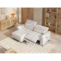 Vente-unique Linkes Ecksofa mit elektrischer Relaxfunktion und beigem Strukturbezug - CELTIMO