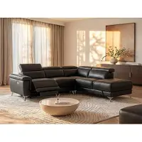 Vente-unique FABIEN, Ecksofa, Wohnzimmer, Anthrazit, Grau, 5 Sitz(e), Anthrazit, Grau, 600 kg