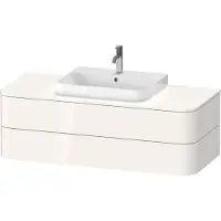 Duravit Happy D.2 Plus Konsolenwaschtischunterbau wandhängend, 1300x550 mm, 2 Schubkästen, für Möbelwaschtisch, HP4962022220010, Farbe: Weiß Hochglanz Dekor mit Innenbeleuchtung