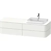 Duravit Happy D.2 Plus Konsolenwaschtischunterbau wandhängend, 1600x550 mm, 4 Schubkästen, für Möbelwaschtisch Position rechts, HP4963R36360010, Farbe: Weiß Seidenmatt Lack mit Innenbeleuchtung