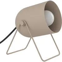 Eglo Tischlampe Tilston, Nachttischlampe mit schwenkbarem Spot, Zimmer Deko, kleine Tischleuchte aus Stahl in Sandfarben, E14 Fassung, L 12,5 cm