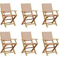 vidaXL Gartenstühle 6 Stk. Klappbar Taupe Stoff und Massivholz