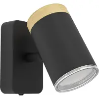 Eglo Wandleuchte Consuma Single schwarz mit Holz