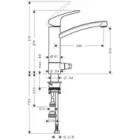 Hansgrohe Focus M41 Einhebel-Küchenmischer 200, Geräteabsperrventil, 1jet, Chrom