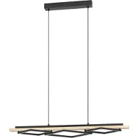Eglo LED Hängelampe Boyal, Esstisch Pendelleuchte 3-flammig, Hängeleuchte aus hellem Holz und schwarzem Metall, Esstischlampe, warmweiß