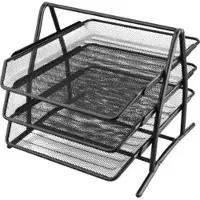 Böttcher-AG Briefablage Premium Mesh, A4, schwarz, aus Metall, mit ausziehbaren Ablagen, 3 Fächer