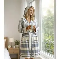 Framsohn Frottier Damenbademantel Boho Living (Farbe: Grau / Größe: S)