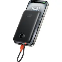 Veger Powerbank 10000 mAh mit integriertem USB-C Kabel, 22,5 W Schnellladen, kompakt – Schwarz