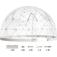 SucceBuy Transparente Gartenkuppel, 4,57x2,9 m großes Blasenzelt für 10–14 Personen, geodätisches Gewächshaus mit Fenster, PVC-Iglu-Zelt für Garten, Terrasse, Camping, Feier oder Hochzeit