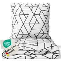NYVI Bettwäsche Set DreamScience Mikrofaser Design - Atmungsaktiv & Weich - Mit Reißverschluss Größe:155x220 + 80x80 cm;Farbe:Geo