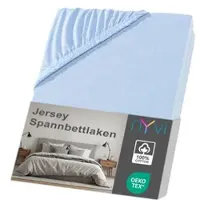NYVI Jersey Spannbettlaken DreamScience für Matratzen bis 22 cm Höhe - Weich & Anschmiegsam, Rundumgummizug, Bügelfrei 140x200 - 160x200 cm hellblau