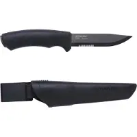 Morakniv Mora Bushcraft Black SRT 12043, Black DLC Serrated 12C27,Bushcraft Messer