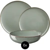ASA Selection Geschirrset Saisons - Eucalyptus - 18-teilig / 6 Personen - 6 Speiseteller, 6 Schalen und 6 Frühstücksteller