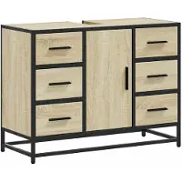 vidaXL Waschbeckenunterschrank Sonoma-Eiche 80x33x60 cm Holzwerkstoff