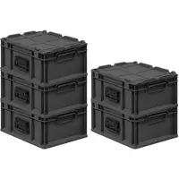 Proregal Supersparset 5x Eurobox Nextgen Portable HxBxT 18,5x30x40cm 16 Liter Schwarz Eurobehälter Transportbox Transportbehälter