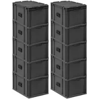 Proregal SuperSparSet 10x Eurobox NextGen Portable, HxBxT 33,5x40x60cm, 65 Liter, Schwarz, Eurobehälter, Transportbox, Transportbehälter