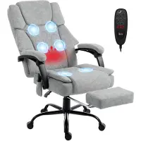 HOMCOM Bürostuhl mit Massagefunktion, Wärmefunktion, Höhenverstellbar, Grau