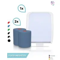 Blanc HYGIENIC SET: Handtuchrollenspender Autocut, Blanc Cosmos verschied. Farben + 2 Handtuchrollen Classico BLAU - PRODUKTSET