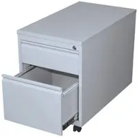 LÜLLMANN Rollcontainer, Frontgriffleiste, 2 Schubladen, 610 x 460 x 790 mm, lichtgrau