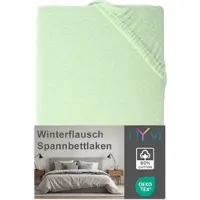 NYVI Spannbettlaken DreamScience Winterflausch für Matratzen bis 22 cm Höhe - Wärmendes & Kuschelweiches Winter Bettlaken Spannbetttuch Farbe:eukalyptus;Größe:140x200 - 160x200 cm