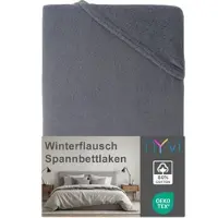 NYVI Spannbettlaken DreamScience Winterflausch für Matratzen bis 22 cm Höhe - Wärmendes & Kuschelweiches Winter Bettlaken Spannbetttuch Farbe:anthrazit;Größe:140x200 - 160x200 cm