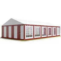 Profizelt24 Partyzelt Festzelt 6x12 m Garten-Pavillon PVC Plane 700 N in rot-weiß Wasserdicht