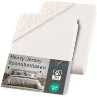 NYVI Spannbettlaken DreamScience Heavy Jersey - Spannbetttuch, Formstabil, 160g/m2, Rundum-Gummizug, Bügelfrei 140x200 - 160x200 cm (2er Pack) natur