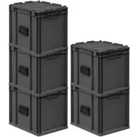 Proregal SuperSparSet 5x Eurobox NextGen Portable, HxBxT 33,5x30x40cm, 30 Liter, Schwarz, Eurobehälter, Transportbox, Transportbehälter