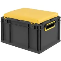 Proregal Eurobox NextGen Seat Box Gelb, HxBxT 26,5x30x40cm, 20 Liter, Griffe offen, Schwarz, Eurobehälter, Sitzbox, Transportbox