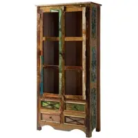 MASSIVMOEBEL24.DE Vitrine Altholz 90x40x190 mehrfarbig lackiert NATURE OF SPIRIT #138