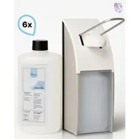 Blanc HYGIENIC SET: Armhebelspender, EURO Spender, EDELSTAHL + 6x 0,5-Liter Haut- und Händedesinfektion - PRODUKTSET