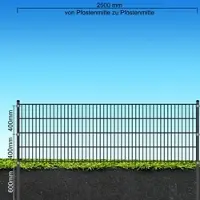 FA-Bausysteme Doppelstabzaun Anthrazit 8-6-8 Plättchen 830 mm 32,5 m