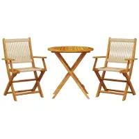 vidaXL 3-tlg. Bistro-Set Beige Polypropylen und Massivholz