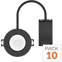 Silamp Einbaustrahler 6W, dimmbar, wählbare Farbtemperatur (CCT), IP65, schwarz - 3000K/4000K/6500K - Packung mit 10 Stück