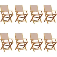 vidaXL Gartenstühle 8 Stk. Klappbar Taupe Stoff und Massivholz