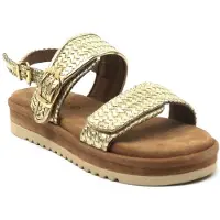 Lazamani Sandalen Damen Gold Textilien