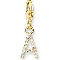 Thomas Sabo Charm-Anhänger Buchstabe A mit Weissen Steinen Vergoldet