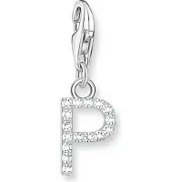 Thomas Sabo Charm-Anhänger Buchstabe P mit Weissen Steinen Silber
