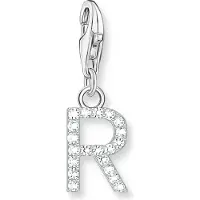 Thomas Sabo Charm-Anhänger Buchstabe R mit Weissen Steinen Silber