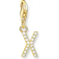 Thomas Sabo Charm-Anhänger Buchstabe X mit Weissen Steinen Vergoldet