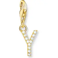 Thomas Sabo Charm-Anhänger Buchstabe Y mit Weissen Steinen Vergoldet