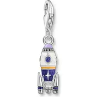Thomas Sabo Charm-Anhänger Rakete mit bunter Kaltemaille Silber geschwärzt