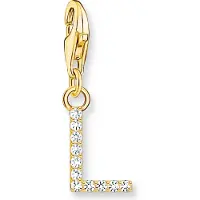 Thomas Sabo Charm-Anhänger Buchstabe L mit Weissen Steinen Vergoldet
