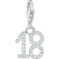 Thomas Sabo Charm-Anhänger Zahl 18 mit weissen Steinen Silber
