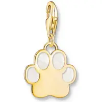 Thomas Sabo Charm-Anhänger Hundepfote mit weisser Kaltemaille vergoldet