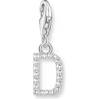 Thomas Sabo Charm-Anhänger Buchstabe D mit Weissen Steinen Silber