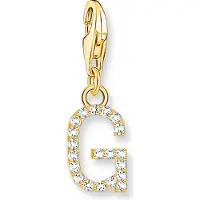 Thomas Sabo Charm-Anhänger Buchstabe G mit Weissen Steinen Vergoldet