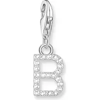 Thomas Sabo Charm-Anhänger Buchstabe B mit Weissen Steinen Silber