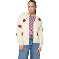 Zero Strickjacke "Damen mit bunten 3D Blumen" 1 Knopfleiste