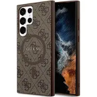 GUESS GUHMLG4GFRW S928 brązowy/brown hardcase 4G Collection Leather Metal Logo MagSafe